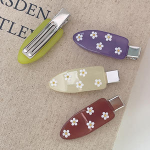 Qianjin Floral Colorido Primavera Fancy Cute Delicacy Horquilla logo Acetato Personalizable Cualquier diseño Duckbill Traceless Hair Clip - Product Image 2