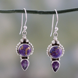 Orecchini turchesi viola, gioielli retrò da donna, idee regalo - Product Image 3