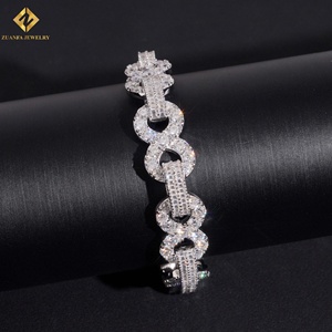 Bracelet de luxe en argent sterling S925 avec moissanite, chaîne cubaine, pour soirée, style vintage hip-hop, unisexe, bijoux taille baguette - Product Image 3