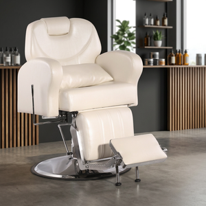 Modern Reclining Barber Chair Faux Leather <b>Adjustable</b> <b>Footrest</b> Hydraulic Pump Round Base Salon Furniture - Product Image 6