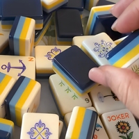 Juego de Mahjong Americano Personalizable, Resistente, Plegable, Ecológico, Portátil, Edición Capitán Azul y Amarillo para 4 Jugadores, Estilo Moderno