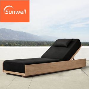 Tumbona de madera de teca de estilo moderno con marco de madera, juegos de salón de jardín para hoteles al aire libre, parques, patios, villas, piscinas - Product Image 3