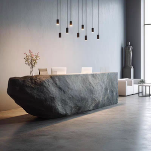 Mostrador de Recepción de Piedra Natural Personalizable en Color Travertino, Mármol <span class=keywords><strong>y</strong></span> Ónix para Hotel, Salón o Tienda - Product Image 3