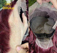 DKL 99J Bourgogne Oeuf Bouclés Cheveux Brésiliens Perruque 13x4 Transparent Full Frontal Lace 250% Densité 16-24 Pouces pour les Femmes Noires