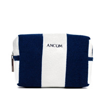Pochette de maquillage en tissu éponge rayé de luxe personnalisée, pochette pour femme, grande capacité, sac cosmétique de voyage doux avec logo