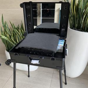 Universal Trolley <strong>on</strong> <strong>Wheels</strong> Rolling Train <strong>case</strong> Beauty Box Vanity <strong>case</strong> Leather <strong>Makeup</strong> Trolley <strong>case</strong> With Lights - Product Image 3