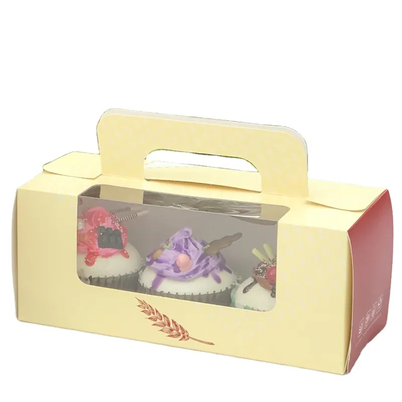 Logo personalizzato rettangolo personalizzato stampa scatola di carta patinata per consegna negozio di dolci con manico
