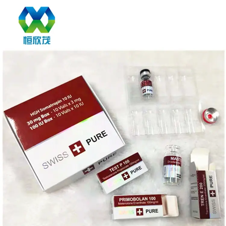 Swisspure Full Brand 2ml Ampoule Holographic Red Color Packaging Box 10ml Vial Box Vial Labels With Bottle Caps