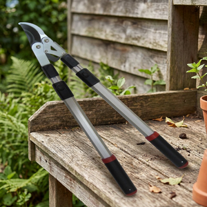 Lightweight Aluminum Handle Garden Hedge Trimmer 9" Wavy <b>Blade</b> Non-Stick Coating Manual Power Source <b>Roller</b> Bypass Lopper Black - Product Image 2