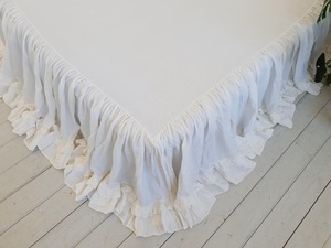 Venta al por mayor Faldas de cama de lino en doble Twin CalKing King Full Queen tamaños con volantes y cenefa con volantes para el hogar y bodas - Product Image 3