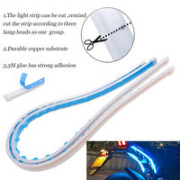 Feux arrière LED pour voiture 30cm 45cm universels, clignotants blancs et jaunes, 5W 12V, bande LED flexible DRL