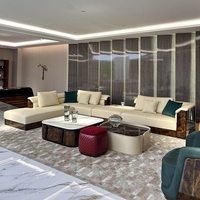 Canapé d'angle en cuir véritable de grande taille pour villa italienne de luxe haut de gamme, ensemble design Xiaohongshu