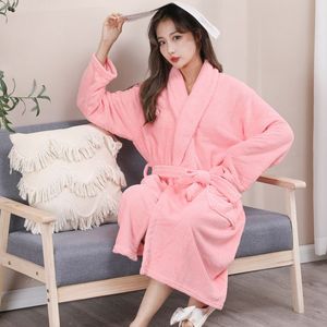 Peignoir <span class=keywords><strong>de</strong></span> luxe en velours corail sur mesure, épais, rose, pyjama à manches longues, peignoir pour adultes, hommes et femmes, serviettes <span class=keywords><strong>de</strong></span> <span class=keywords><strong>bain</strong></span> - Product Image 3