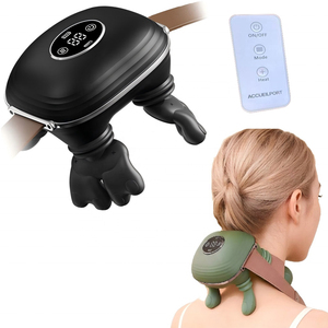 Mini <span class=keywords><strong>masseur</strong></span> de cou à pression digitale avec chaleur, simulation humaine, chauffant, vibrant, pétrissage des tissus profonds, télécommande sans fil - Product Image 3