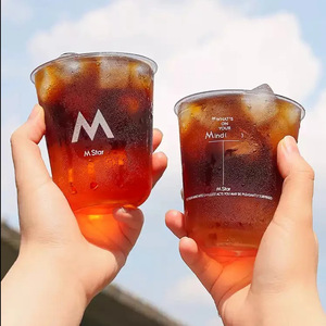 2025年卸売 300ml、500ml、または600ml プラスチックカップ ロゴ入り 使い捨て ハードPET素材 射出成形 フロスト加工カップ - Product Image 2