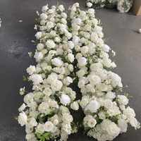 HP003 Groothandel Kunstmatige Bruidsloper Rozen Bloemen Loper Oranje Bloemen Loper Zijden Bloemen Tafelloper voor Bruidsdecoratie