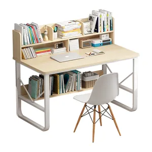 kids study desk home table computer desk with shelves for student study