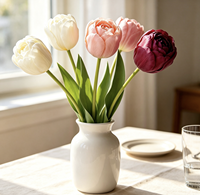 Bunga Kamelia Tulip Sutra Realistis Mewah, Sentuhan Asli, Dekorasi Ruang Tamu Rumah, Gaya B&B, Hadiah Hari Valentine