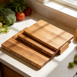Набор из 3 разделочных досок из акации в форме книги с подставкой, деревянные доски для мяса, рыбы, сыра, хлеба, фруктов и овощей - Product Image 2