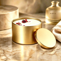 Boîtes en métal de luxe vides personnalisées pour bougies en cire de soja parfumée, emballage de pots à bougies ronds, noir, or et argent 4oz 8oz