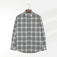 Chemises en flanelle à carreaux grises pour hommes, coupe ample et droite, 100% coton, manches longues, vêtements de travail