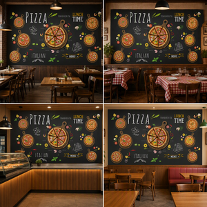 Murale Personalizzato con Menu Pizza su Tela Olio, Carta da Parati su Misura per Ristoranti di Pizza e Trattorie Italiane - Product Image 4