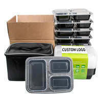 Emballage alimentaire à emporter personnalisable micro-ondable 3 compartiments récipients alimentaires boîte à lunch en plastique jetable