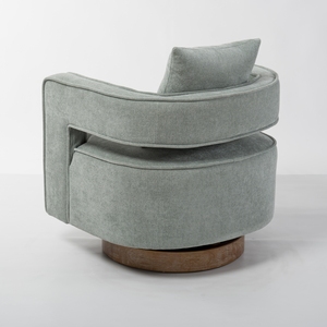 <span class=keywords><strong>Poltrona</strong></span> Moderna Girevole OEM in Ciniglia con Gambe in Legno e Schienale Imbottito per Soggiorno - Product Image 2