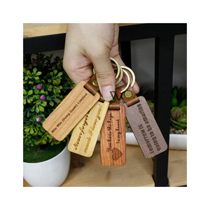 Nouveau produit noir bricolage fabricant de porte-clés Logo personnalisé Laser bois artisanat porte-clés en bois porte-clés - Product Image 1
