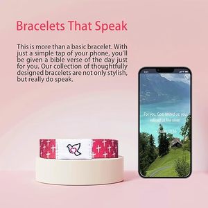 Braccialetto NFC per Preghiera Cristiana, Prezzo all'Ingrosso, Tessuto Elastico con Versetti Biblici Quotidiani - Product Image 3