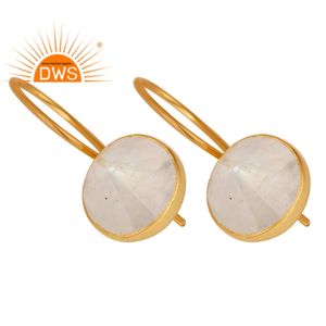Rainbow <b>Moonstone</b> Earring Designer Gold Plated Silver Hook Earring Jewelry Manufacturer Classic Collection - Product Image 2