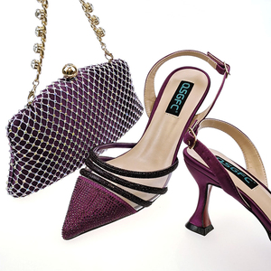 Scarpe con <span class=keywords><strong>Tacco</strong></span> Alto Arancioni Scintillanti per Matrimoni Nigeriani, Scarpe Italiane con Set di Borse Abbinate per Donne, Feste Africane - Product Image 6