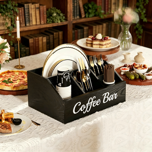 Organisateur <span class=keywords><strong>de</strong></span> station à café pour comptoir, organisateur <span class=keywords><strong>de</strong></span> bar à café en bois avec séparateurs réglables, pour dosettes K-Cup et bouteilles <span class=keywords><strong>de</strong></span> <span class=keywords><strong>sirop</strong></span> - Product Image 4
