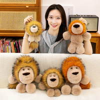 Peluche Lion Brodé Adorable Anti-Stress, Rembourrage Coton PP, Doublure en Maille, Super Doux et Moelleux, Verni UV, Poupée Cadeau 11-30cm