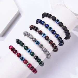 Wholesale Wealth Good Luck Turkey Evil Eyes <b>Men</b> 8 mm Frosted Agate Tiger Eye Stone <b>Bracelet</b> for Friendship Gifts - Product Image 4