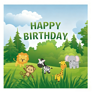 DAMAI Jungle Animal Themed Party Bunting & Paper Napkins, Holiday Party Supplies, 20 Count Napkins - Product Image 1