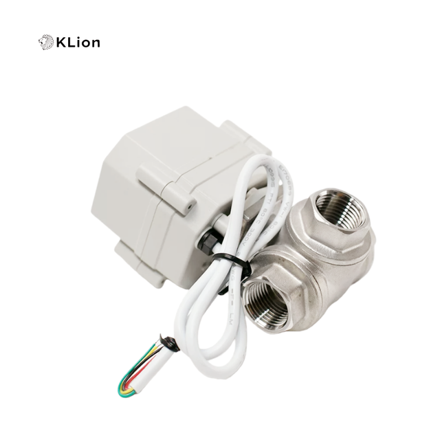Klion 1/4''-1'' 3-Way Stainless Steel Electric Motorized Ball Valve 9-24VAC/DC 110-230VAC Capacitor Auto Return Manual OEM