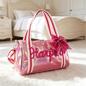 Sac de danse personnalisé avec nom pour filles et femmes, rose argenté, brillant laser, sac à dos de gym pour ballet et danse latine - Product Image 2