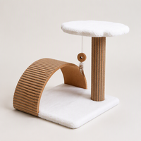 Árbol para Gatos Pequeño de Corcho, Poste Individual Semicircular con Parte Superior de Felpa, Poste Rascador Corrugado, 420 x 410 x 440 mm
