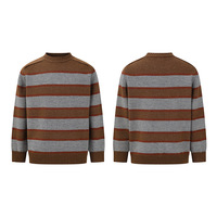 2025 hommes rétro rayé demi-col haut pull chaud hiver couche de Base haut avant Logo tricoté tissage Anti-rétrécissement automne imprimer