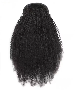 Queue de cheval afro crépue et bouclée Produits capillaires humains Queue de cheval à cordon de serrage Extensions de cheveux humains Cheveux humains brésiliens Afro crépus bouclés - Product Image 4