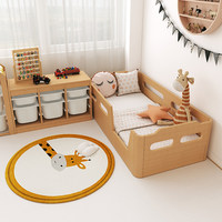 Cama Montessori baja para niños, de madera de haya, multifuncional, con barandilla, tipo plataforma, para niños y niñas, para el hogar.