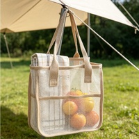 Sac de plage en filet portable grande capacité pour voyage et rangement d'articles de toilette – Vente chaude