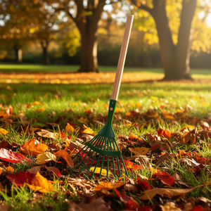 คราดใบไม้ด้ามไม้ 80 ซม. สีเขียว สำหรับใช้ในสวน - Product Image 3