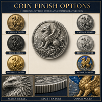 Pièce de monnaie de défi personnalisée en relief 3D Gardiens Mythiques, Grifone et Dragon fantastiques, médaillon commémoratif en métal pour cadeau