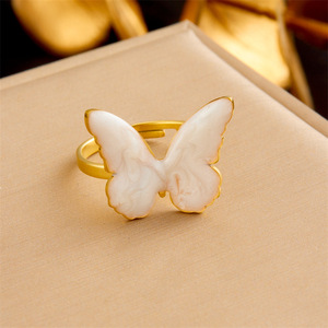 Butterfly Stainless Steel <b>Adjustable</b> <b>Ring</b> Unisex Jewelry Gift Fashion <b>Rings</b> - Product Image 3