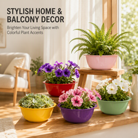 Pot Bunga Besi Lubang Drainase Penyiraman Otomatis Tahan Lama Ramah Lingkungan Ringan Modern Rustic Tradisional Dalam/Luar Ruangan