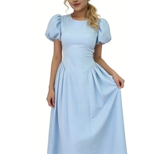 Women's Short Sleeve Elegant Maxi Dress - <b>Tie</b> <b>Back</b> Loose Casual Dresses Fashion - Product Image 1