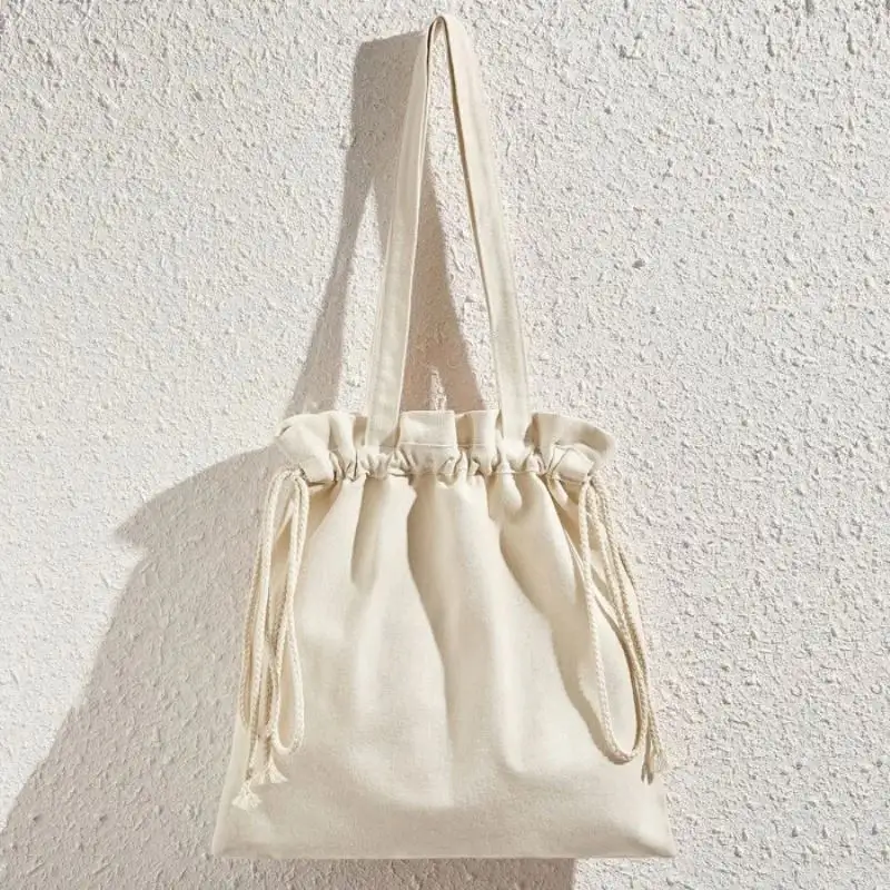 Sac à cordon de serrage en lin, avec Logo personnalisé, modèle blanc, en Polyester brossé, emballage uni, meilleure vente,