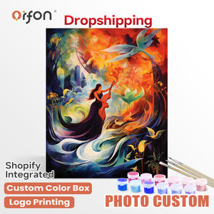 Kit de peinture par numéros ORFON pour débutants en DIY, peinture acrylique en gros, coucher de soleil sur la plage, dauphins - Product Image 1